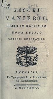 Cover of Praedium rusticum by J. Vanière
