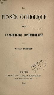 Front cover of La pensée catholique dans l'angleterre contemporaine by Ernest Dimnet