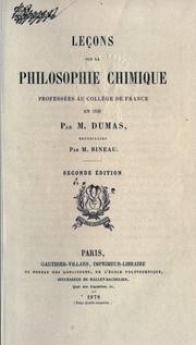 Cover of Leçons sur la philosophe chimique professées au Collége de France en 1836 by Jean-Baptiste André Dumas