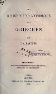 Cover of Die Religion und Mythologie der Griechen by Johann Adam Hartung