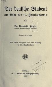 Cover of Der deutsche Student am Ende des 19. Jahrhunderts by Theobald Ziegler