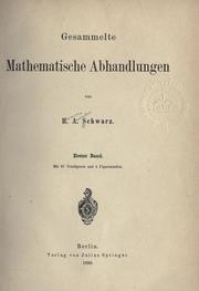 Front cover of Gesammelte mathematische abhandlungen by Hermann Amandus Schwarz