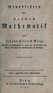 Front cover of Grundlehren der reinen Mathematik by Johann Heinrich Voigt