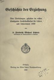 Cover of Geschichte der Erziehung by Friedrich Michael Schiele