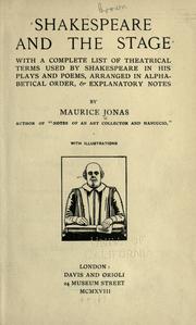 Front cover of Shakespeare and the stage by Maurice Jonas