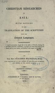 Cover of Christian researches in Asia with notices of the translation of the Scriptures into the oriental languages by Claudius Buchanan