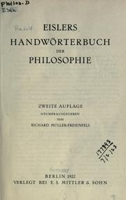 Cover of Handwörterbuch der Philosophie by Rudolf Eisler
