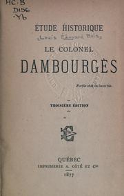 Front cover of Le colonel Dambourgès by Louis-Edouard Bois
