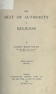Front cover of The seat of authority in religion by James Martineau