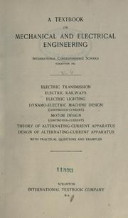 Front cover of A textbook on mechanical and electrical engineering by International Correspondence Schools
