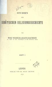 Front cover of Studien zur semitischen Religionsgeschichte by Baudissin, Wolf Wilhelm Graf von