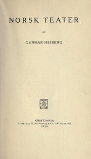 Cover of Norsk teater by Gunnar Heiberg