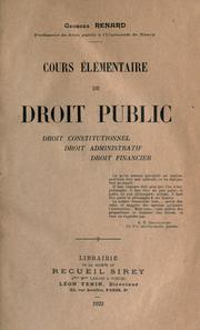 Front cover of Cours élémentaire de droit public by Georges Renard
