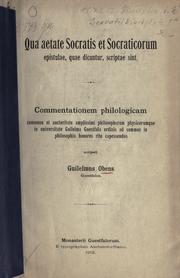 Front cover of Qua aetate Socratis et Socraticorum epistulae, quae dicuntur, scriptae sint by Guilelmus Obens