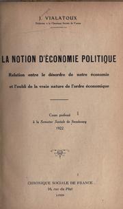 Cover of La notion d'économie politique by Joseph Vialatoux