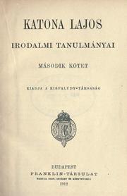 Front cover of Irodalmi tanulmányai by Lajos Katona