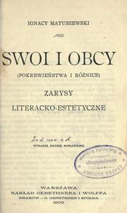 Front cover of Swoi i obcy, pokrewieństwa i różnice by Matuszewski, Ignacy