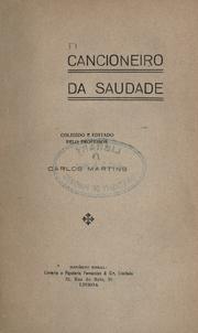 Front cover of Cancioneiro da saudade by Carlos Martins