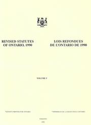 Front cover of Laws, etc. (Revised statutes of Ontario, 1990) by Ontario.