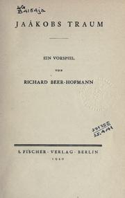 Cover of Jaákobs Traum by Richard Beer-Hofmann