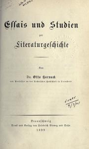 Front cover of Essais und Studien zur Literaturgeschichte by Otto Harnack