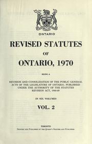 Front cover of Laws, etc. (Revised statutes of Ontario, 1970) by Ontario.