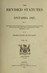 Front cover of Laws, etc. (Revised statutes of Ontario, 1927) by Ontario.