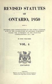 Front cover of Laws, etc. (Revised statutes of Ontario, 1950) by Ontario.