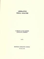 Front cover of Legislative fiscal analysis by Montana. Legislative Assembly. Legislative Council.