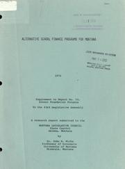 Cover of Alternative school finance programs for Montana by John H. Wicks