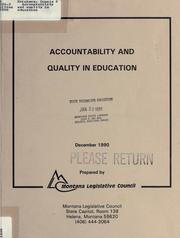 Front cover of Accountability and quality in education by Connie F. Erickson