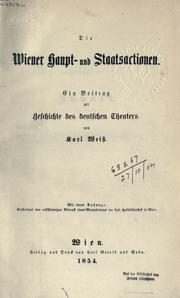 Front cover of Die Wiener haupt- und staatsactionen by Karl Weiss