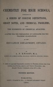 Front cover of Chemistry for high schools by Knight, A. P.
