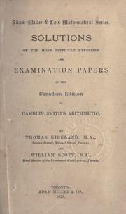 Front cover of Solutions of the more difficult exercises and examination papers in the Canadian edition of Hamblin Smith's arithmetic by Thomas Kirkland