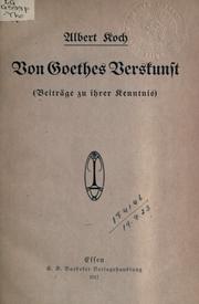 Cover of Von Goethes Verskunst by Albert Koch