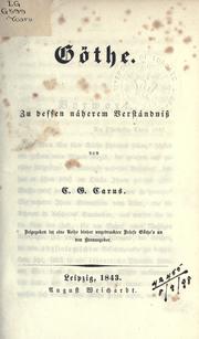Cover of Göthe by Carl Gustav Carus