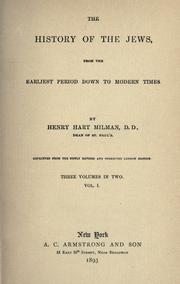 Front cover of The history of the Jews by Henry Hart Milman