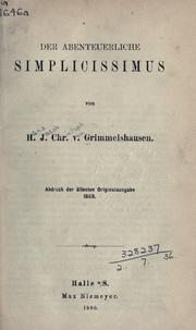 Cover of Der abenteuerliche Simplicissimus by Hans Jakob Christoffel von Grimmelshausen