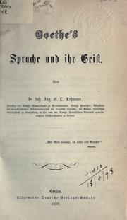 Front cover of Goethe's Sprache und ihr Geist by Johann August Otto Ludwig Lehmann