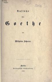 Cover of Aufsätze über Goethe by Wilhelm Scherer