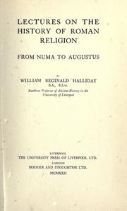 Front cover of Lectures on the history of Roman religion by W. R. Halliday