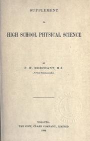 Front cover of Supplement to High school physical science by F. W. Merchant