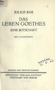 Cover of Das Leben Goethes by Julius Bab