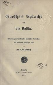 Front cover of Goethe's Sprache und die Antike by Karl Olbrich
