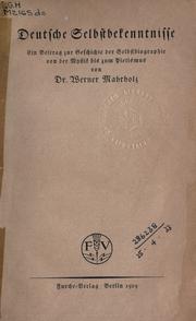 Front cover of Deutsche Selbstbekenntnisse by Werner Mahrholz