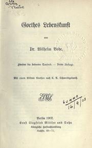 Cover of Goethes Lebenskunst by Wilhelm Bode