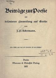 Front cover of Beiträge zur Poesie by Johann Peter Eckermann