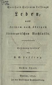 Front cover of Gotthold Ephraim Lessings Leben by Karl Gotthelf Lessing