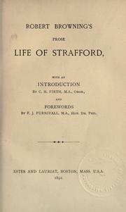 Front cover of Prose life of Strafford by Robert Browning