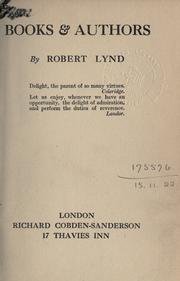 Cover of Books and authors by Robert Wilson Lynd